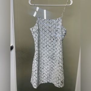 ASOS Urban Revivo Sequin Mini Dress - Silver/White